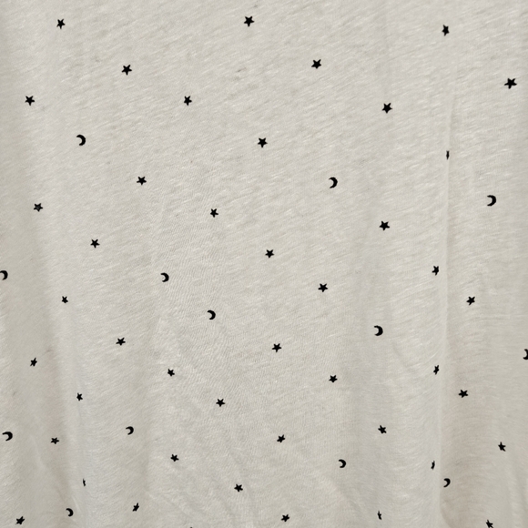 Rails Cara Stars & Moon Print V-neck Short-sleeve Tshirt Sheer Linen Blend SM - Picture 8 of 9